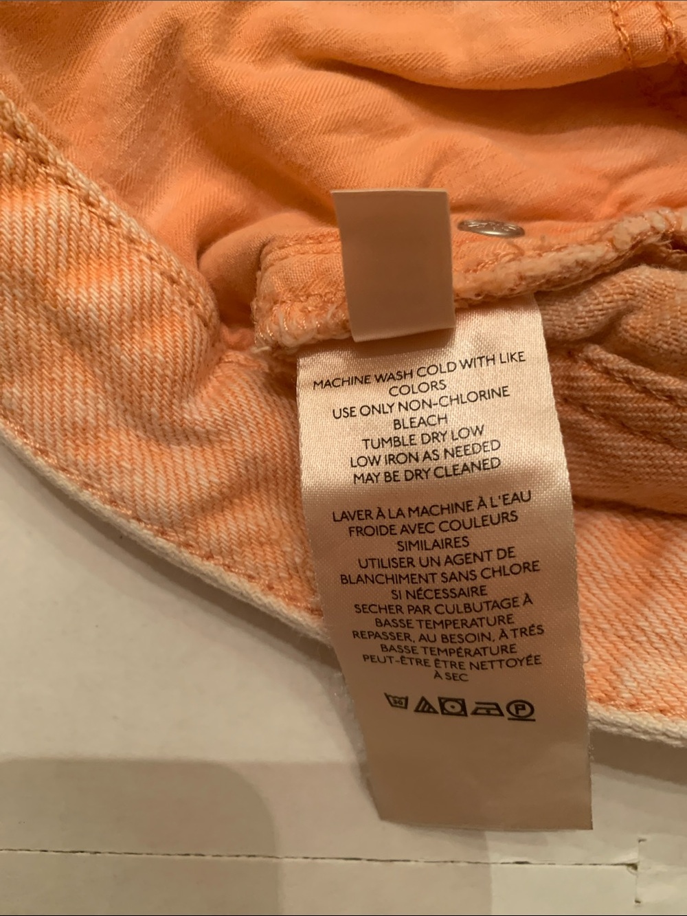 We The Free Washed Peach Button-Front Distressed Denim Shorts - Picture 6 of 11